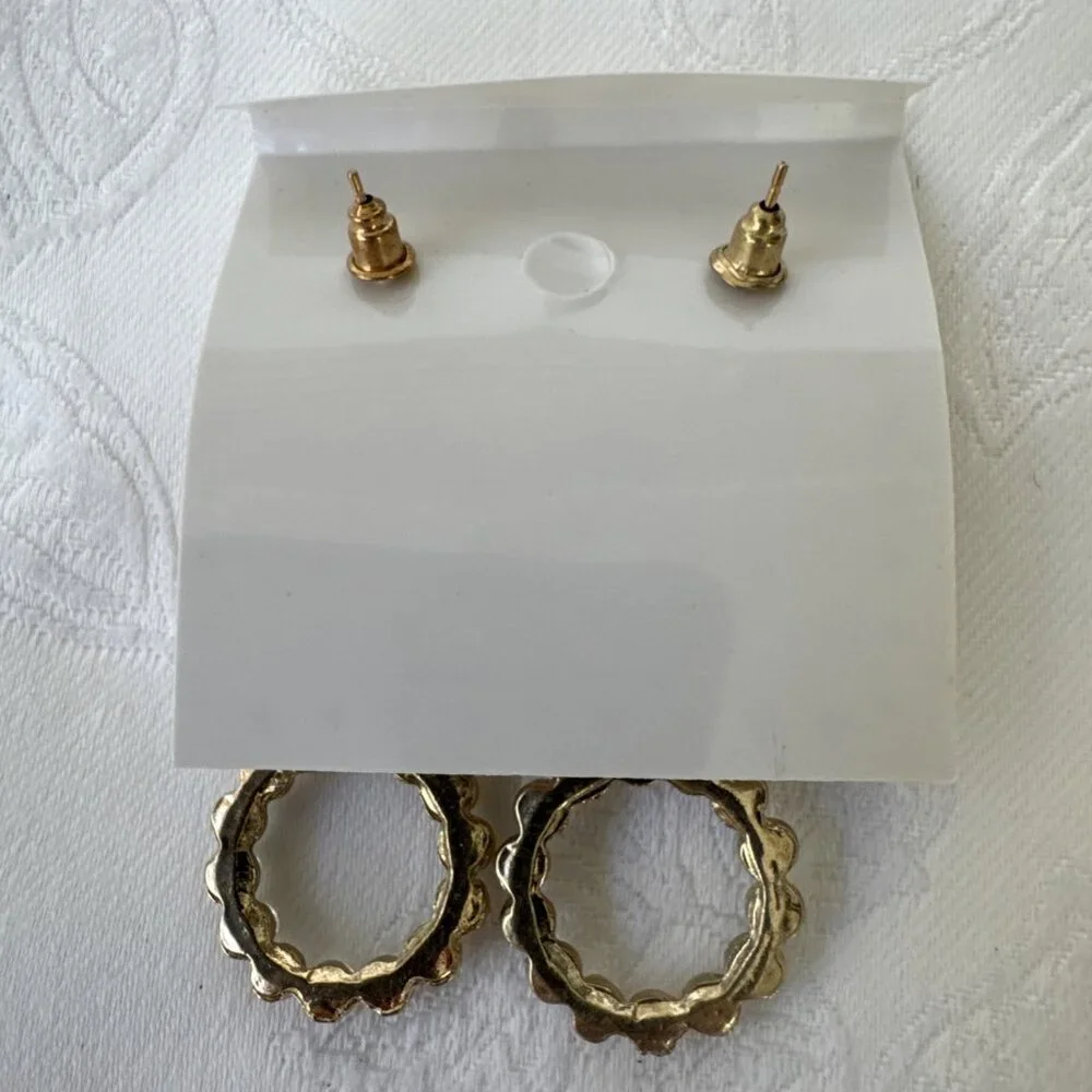 Pastel Faux Yellow Stone Crystal Gold Rhinestone Earrings Dangle Drop Party NEW